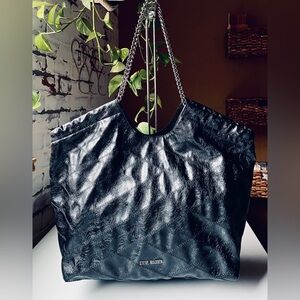 Steve Madden Shiny Black Tote Bag